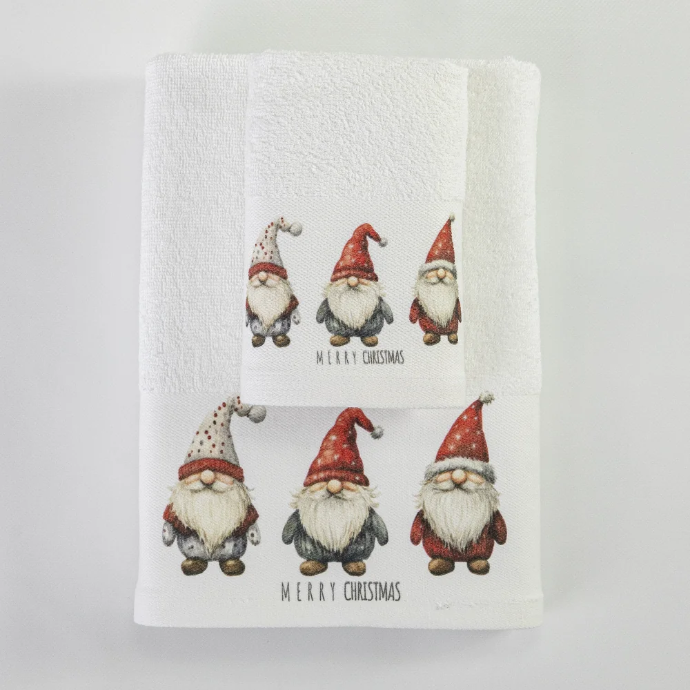Πετσέτες Χριστουγεννιάτικες Σετ 2ΤΜΧ Festive Gnomes Λευκό Λευκό Σ2ΤΜΧ 50 x 90 / 30 x 50 cm