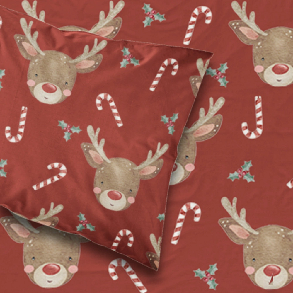 Σεντόνι Σετ 2ΤΜΧ Χριστουγεννιάτικο Rudolf Μονό Πετρόλ ΜΟΝΟ 160 x 240 cm + 50 x 70 cm