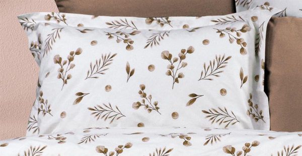 Μαξιλαροθήκη Εμπριμέ Μυρτώ 352 50X70 Beige 100% Cotton Flannel-33211647012