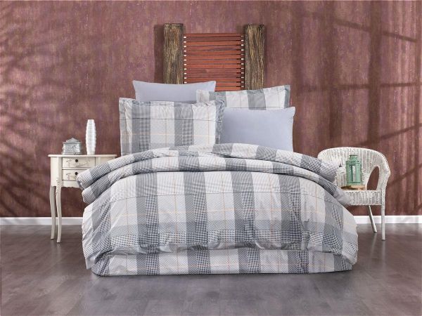 Σεντόνια Εμπριμέ Σετ 4 τεμ Αντιγόνη 339 220X240 Grey 100% Cotton Flannel-33212324014