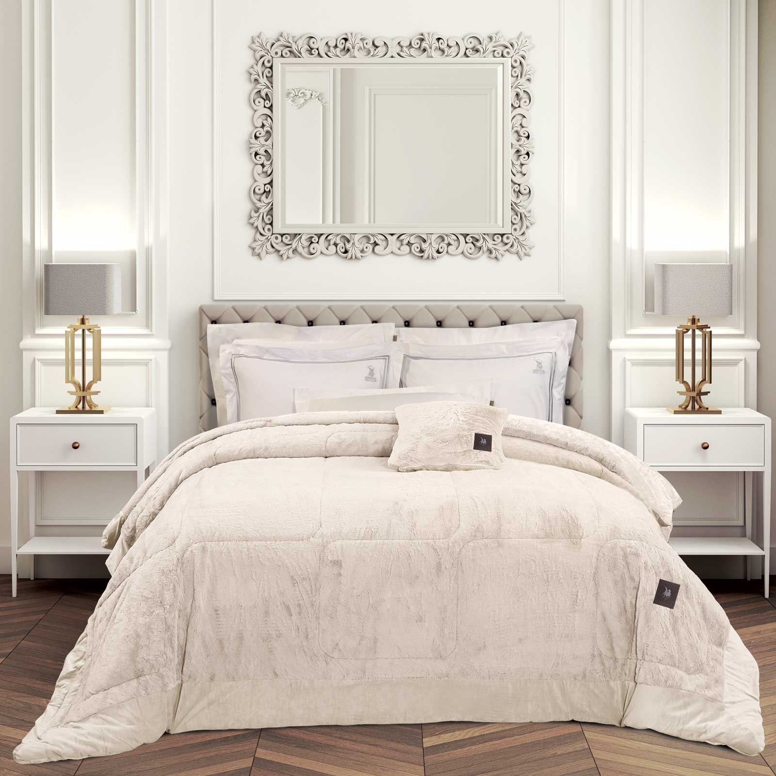 GREENWICH POLO CLUB ΚΟΥΒΕΡΤΟΠΑΠΛΩΜΑ RABBIT FAUX FUR KING PREMIUM 3962 IVORY-221910303962