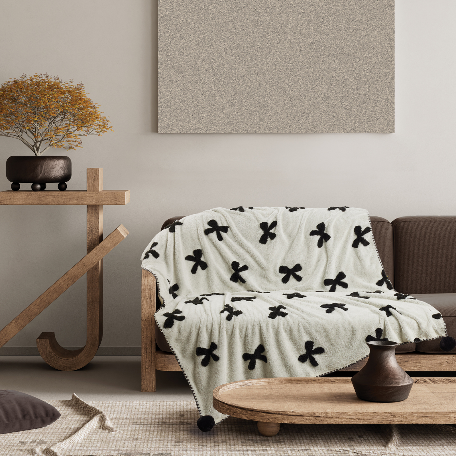 DAS HOME ΚΟΥΒΕΡΤΑ ΚΑΝΑΠΕ JACQUARD FLEECE 1382 BEIGE-420588131382