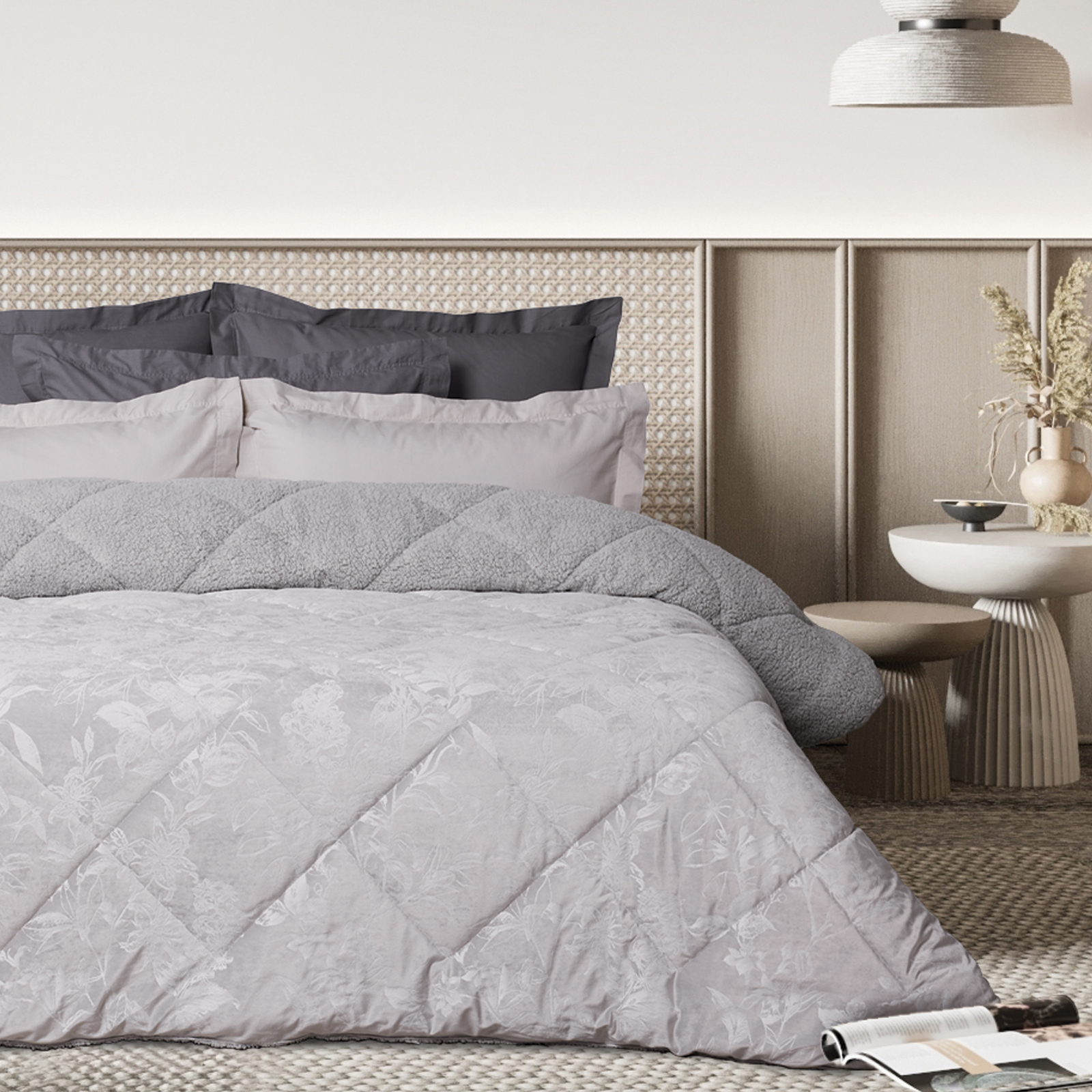 DAS HOME VELVET ΚΟΥΒΕΡΤΟΠΑΠΛΩΜΑ SHERPA ΜΟΝΟ 1376 GREY-421910101376