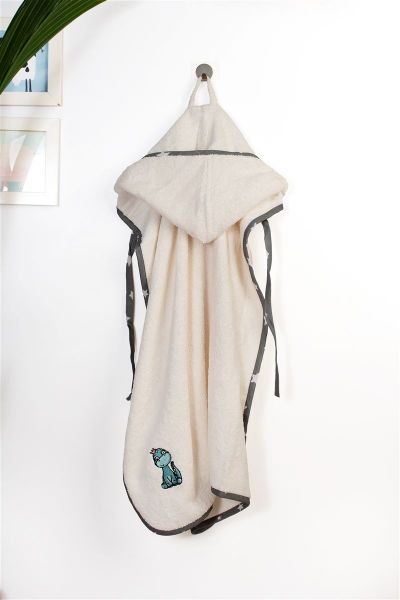 Κάπα Με Κέντημα bebe Dinosaur 181 75X85 Ecru-Grey 100% Cotton-31141429034