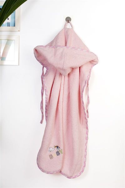 Κάπα Με Κέντημα bebe Stork 192 75X85 Pink 100% Cotton-31141429044