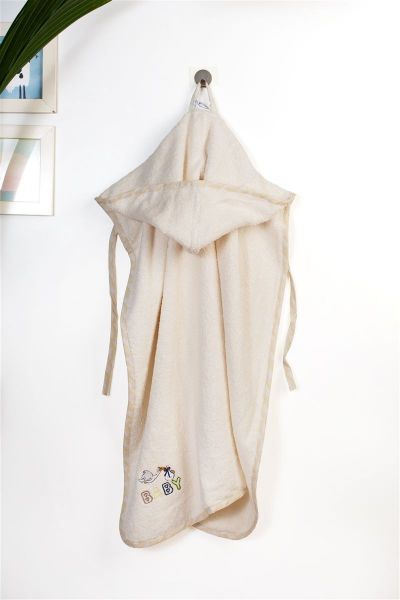 Κάπα Με Κέντημα bebe Stork 194 75X85 Ecru-Yellow 100% Cotton-31141429046