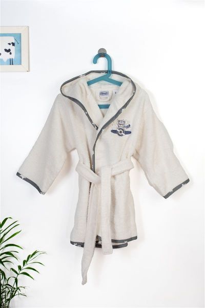 Μπουρνούζι Με Κέντημα kids Aviator 185 Size: 02 Ecru-Grey 100% Cotton-31141530036