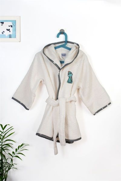 Μπουρνούζι Με Κέντημα kids Dinosaur 181 Size: 02 Ecru-Grey 100% Cotton-31141530032