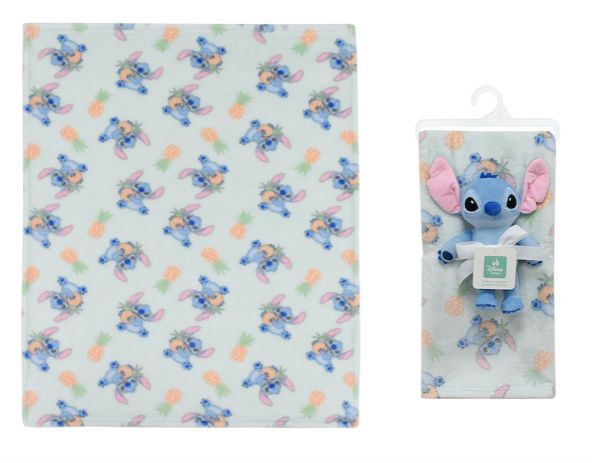 Λούτρινο Disney Home Σετ 2 Τεμ. bebe Stitch 27 Ύψος 25 cm & Κουβέρτα Coral Fleece 75X100 cm Light Green 100% Polyester-51411811001
