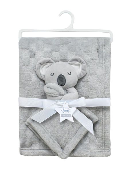 Νάνι-Πανάκι Παρηγοριάς bebe σετ 2 τεμ. Koala 10 33X33 & Κουβέρτα Coral Fleece 75X100 cm Grey 100% Polyester-31471911003