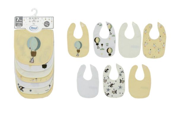 Σαλιάρα με Velcro bebe με Αδιάβροχη Επένδυση Σετ 7 Τεμ. Balloon 09 30X20 Yellow 60/40 Cott/Pol-31300702008