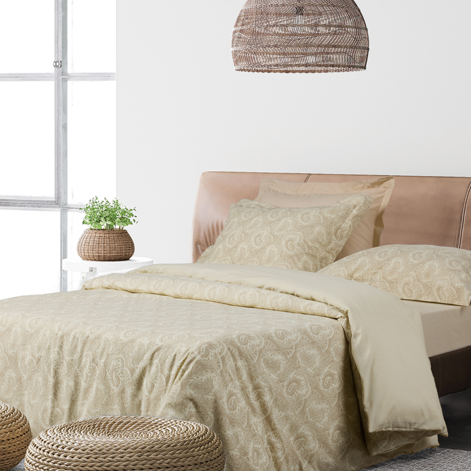 DAS HOME ΣΕΤ ΣΕΝΤΟΝΙΑ ΥΠΕΡΔΙΠΛΑ ΜΕ ΛΑΣΤΙΧΟ CASUAL 5444 IVORY, TAUPE-502106205444