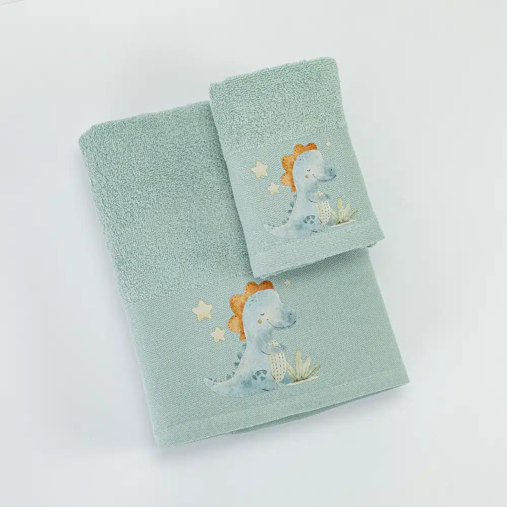 Πετσέτες Σετ 2ΤΜΧ Dinos Φυστικί BEBE 70 x 120 / 30 x 50 cm